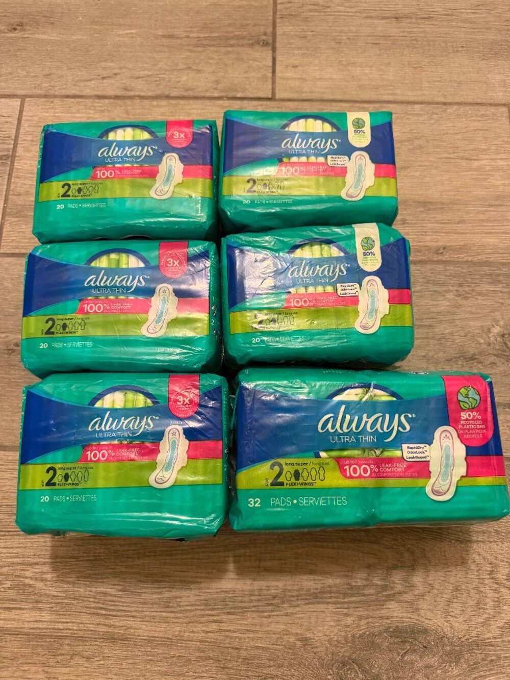 Always Ultra Thin Size 2 Pads 6 packages - 132 pads total